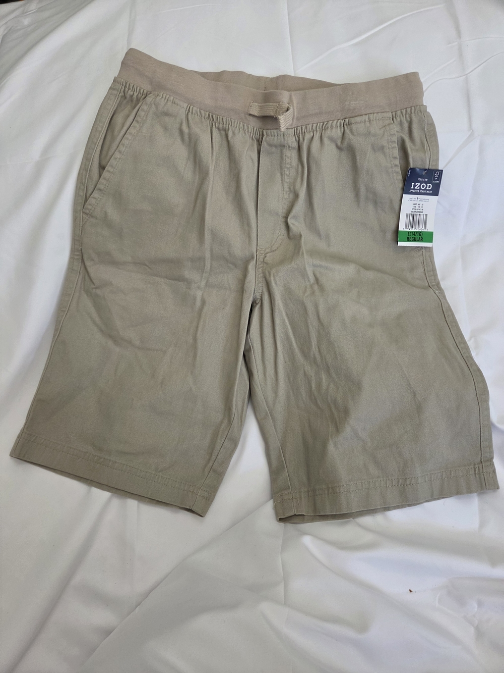 Izod Boys' Tan Elastic-Waist Khaki Shorts